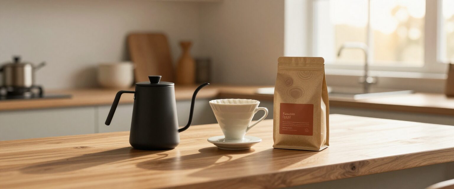 Morning light on the Ember & Oak counter